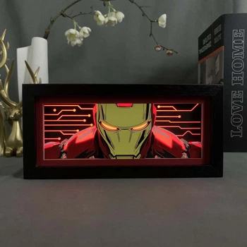 Многослойный Ночник лампа светильник аниме марвел marvel Железный Человек Iron Man RGB