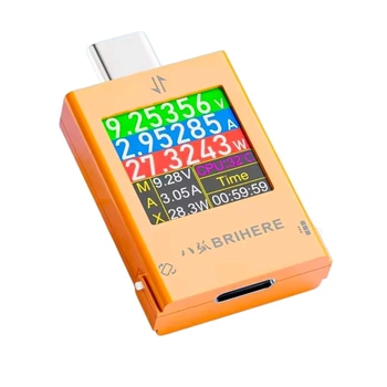 USB-C тестер напруги струму ємності Brihere B10 Вольтметр Амперметр 12А / 50V / 600W / 9999999mAh / PD3.2 / QC 3.0