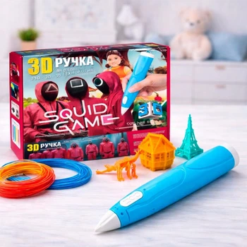 3D ручка принтер от сети с 3 стержнями голубого цвета (6598-11096)