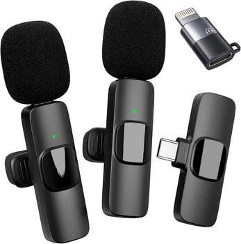 Беспроводной петличный микрофон Qhot для iPhone, iPad Plug and Play черный (Pitch Black)