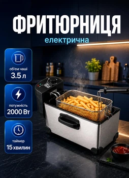 Фритюрниця для картоплі фрі чаша 3.5 літра однопостова настільна фритюрниця для дому 2000 Вт