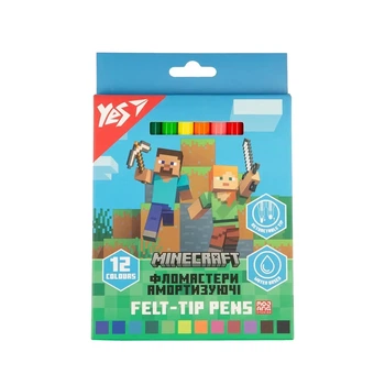 Фломастери Yes Minecraft 12 кольорів амортизуючі (650582)