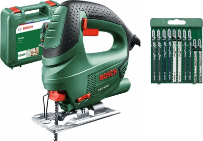 Набір Лобзик електричний Bosch PST 650, 500 Вт, 65 мм глибина різу + полотно T144 D + кейс + Пиляльні полотна для лобзика Bosch з T-подібним хвостовиком (06033A0720/2609256744)
