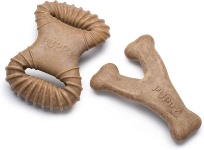Набір жувальних іграшок для цуценят Benebone Puppy Pack зі смаком бекону Dental Chew + Wishbone Бенебоне для собак вагою до 7 кг (854111004491)