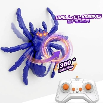 Интерактивный робот паук на пульте Wall Climbing Spider 22см бегает по стене 3704