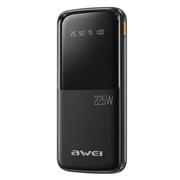 Повербанк AWEI P10K 10000 мАг 22.5 Вт швидка зарядка 2 USB та 1 Type-C чорний (10513)