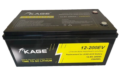 Акумулятор для ДБЖ/інвертора LiFePO4 Kage LFP-12-200EV 12.8V 200Ah 2.56KWh 2560Wh (BMS100) пластиковий корпус