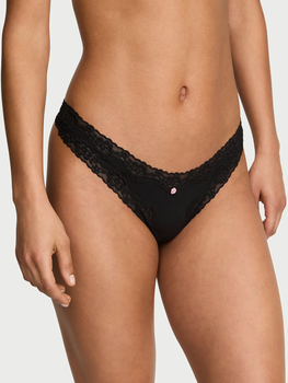 Женские хлопковые трусики-стринги Victoria’s Secret, S, Черные