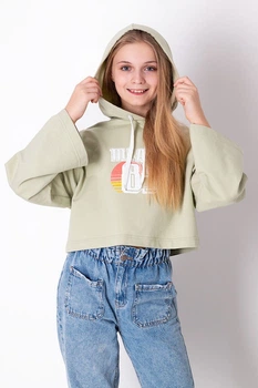 Вкорочений худі для дівчинки Mevis Miami оливковий 3706-01 164 см