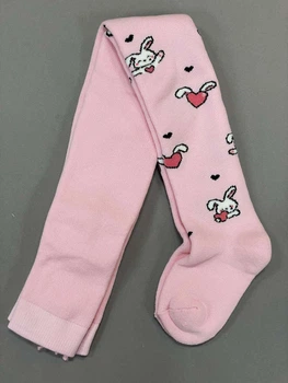 Колготки детские махровые KidStep Зайчики розовые арт.5501-066 104-110