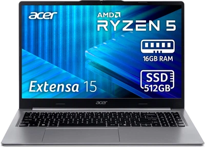 Ноутбук Acer Extensa 15 EXO15-41-R8P4 (NX.EL5EU.008) Lunar Gray / 15.6" IPS / AMD Ryzen 5 7430U / RAM 16 ГБ / SSD 512 ГБ / LAN / Зарядка по USB