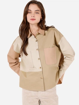 Рубашка хлопковая оверсайз женская Colin's CL1072136LKH XS-S Light Khaki (8684112469058)