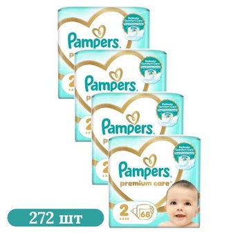 Дитячі підгузки 272 шт Pampers Premium Care розмір 2 (4-8 кг)