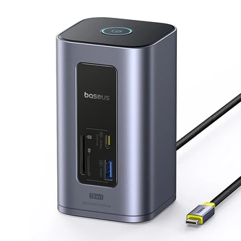 Док-станция Baseus NU1 Air Spacemate hub 12в1 USB-C - 2xHDMI 4K@60Hz 2xUSB-C 10Gb/s 2xUSB-A 5Gb/s 2xUSB-A (480Mb/s) RJ45 SD/microSD 3.0 USB-C (PD) (69