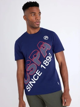 Футболка бавовняна чоловіча U.S. Polo Assn 11T0081-2X00A(Classic Navy) XL Синя з принтом (786662477519)