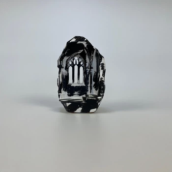Декоративный подсвечник-замок Gothic Modern, гипсовый, с ручной росписью черный цвета