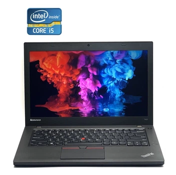 Ноутбук Б-клас Lenovo ThinkPad T450 / 14" (1366x768) TN / Intel Core i5-5300U (2 (4) ядра по 2.3 - 2.9 GHz) / 8 GB DDR3 / 240 GB SSD / Intel HD Graphics 5500 / WebCam / Два АКБ б/в