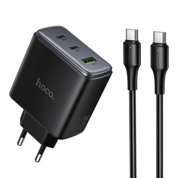 Мережевий Зарядний Пристрій Hoco C160A 2USB-C/1USB QC/PD65W+Type-C to Type-C Чорний