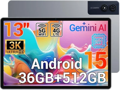 Планшет 13" 3K MAXLEGEN M196 12+24/512Gb 4G 2-SIM 8 ядер Android 15 9580 mAh Черный (101972337)