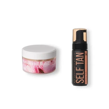 Набор Girlwood Oil Scrub Flowers для тела: Мусс-автозагар + Скраб