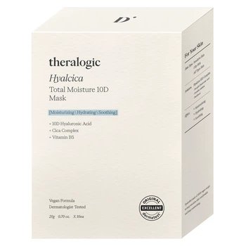 Тканевая маска с 10 формами гиалуроновой кислоты и центеллой Theralogic Hyalcica Total Moisture 10 D Mask, 20 мл * 10 шт