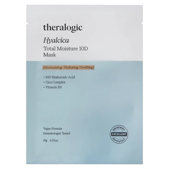 Тканевая маска с 10 формами гиалуроновой кислоты и центеллой Theralogic Hyalcica Total Moisture 10 D Mask, 20 мл * 1 шт