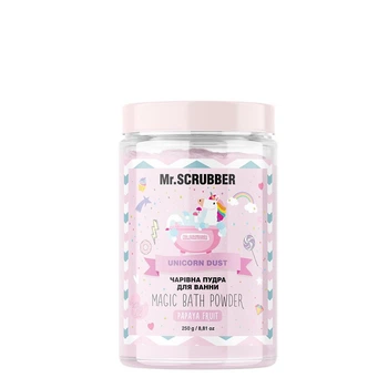 Пудра для ванни Mr.SCRUBBER Magic Bath Powder Unicorn Dust Papapya Fruit для пом'якшення та очищення шкіри з ароматом папаї 250 г