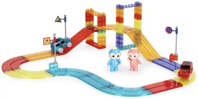 Магнітний конструктор EcoToys автотрек з LED-машинками 154 елементи (HC726124) (5905817008476)