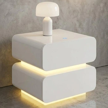 Тумбочка приліжкова 1 ящик Floaty, Silk white Led-light