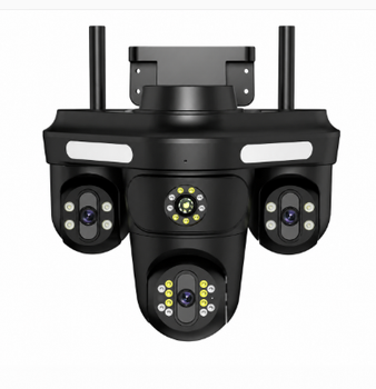 Уличная WiFi IP-камера видеонаблюдения с тремя объективами 8MP PTZ ночное видение и датчик движения