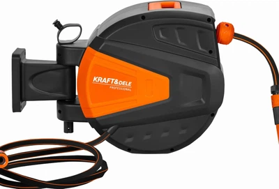 Садовый шланг на автоматической катушке Kraft&Dele KD2154 25+2 м 1/2" — для полива и мойки автомобиля