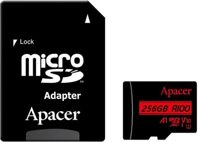 MicroSDXC Apacer 256 GB microSDHC Class 10 UHS-I V10 + SD adapter (AP256GMCSX10UB-R)