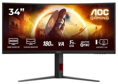 Монітор 34" AOC CU34G4 (CU34G4) Fast VA 180Hz 3440x1440 Curved Black