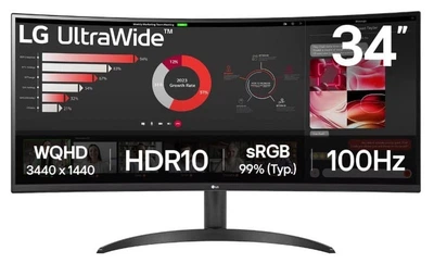 Монітор 34" LG 34WR50QK-B (34WR50QK-B.AEU) VA 100Hz 3440x1440 Curved Black