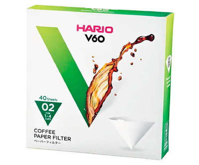 Бумажные фильтры Hario 02 V60 для пуровера, 40 шт, белые, VCF-02-40W