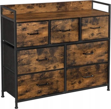 Komoda ModernHome by Multistore do sypialni salonu przedpokoju 7 szuflad rustykalny Brąz (5903332070589)