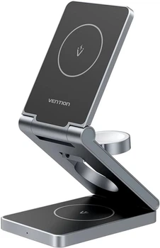 Зарядное устройство Vention 15W 3-in-1 Magnetic Wireless Fast Charger Gray (FGFH0)