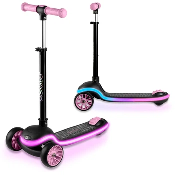Самокат триколісний дитячий балансувальний LED RICOKIDS Leddi Чорно-рожевий (5903890632786)