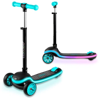 Самокат триколісний дитячий балансувальний LED RICOKIDS Leddi Чорно-бірюзовий (5903890632779)