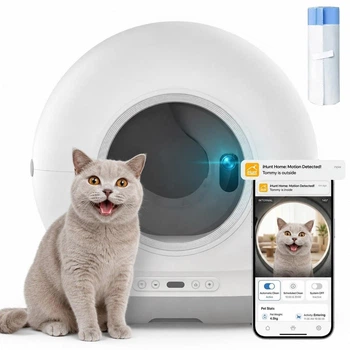 Автоматический туалет умный лоток для кошек iHunt Smart Cat Litter V7, WI-Fi - управление, камера видеонаблюдения, мобильное приложение, УФ - стерилизация, сменные мешки