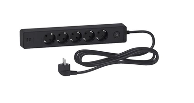 Мережевий подовжувач Schneider Electric 5 розеток + 2 USB 3м Чорний (ST945U3В)