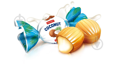 Карамель Roshen «Coconut» з кокосовою начинкою (5% кокосової пасти), вагава, 100 г