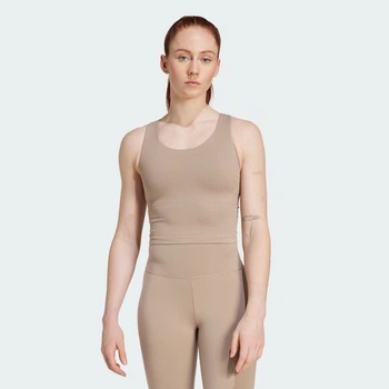Женская майка adidas All Me Medium Support adidas JL5521 (L) коричневый (4068811381967)
