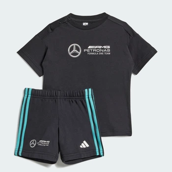 Дитячий комплект: футболка та шорти Mercedes - AMG Petronas Formula One Team DNA Kids adidas JV5438 (68) чорний (4068802904069)