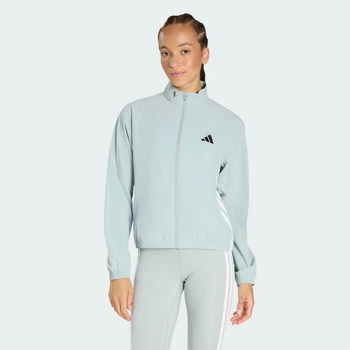 Женская куртка Train Essentials 3-Stripes Woven Warm-Up Jack adidas KC5489 (XL) зеленый (4068822160094)