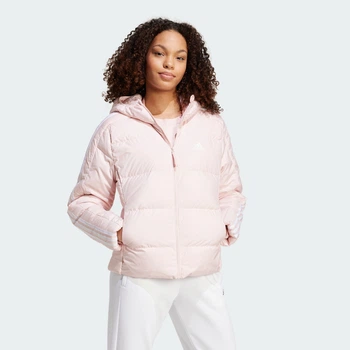 Женский пуховик Essentials 3-Stripes Mid Down Hooded adidas IX8923 (XS) розовый (4067896886275)