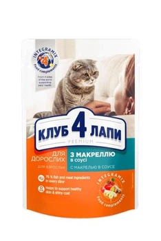 Влажный корм пауч Club 4 Paws премиум с макреллю в соусе 85 г 24 шт