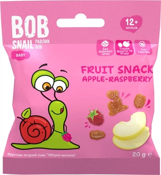 Натуральные снеки для детей Bob Snail Яблоко-малина 20 г (4820219347859)