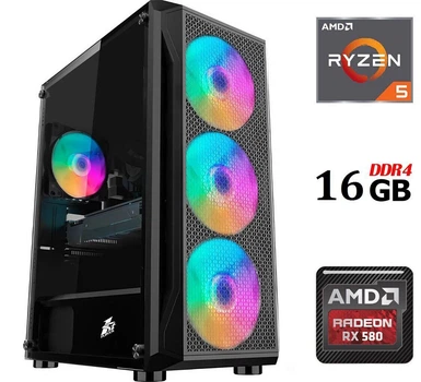 Ігровий ПК Dtop Gaming R558 Tower / AMD Ryzen 5 5500 (6 (12) ядер по 3.6 - 4.2 GHz) / 16 GB DDR4 / 480 GB SSD / AMD Radeon RX 580, 8 GB GDDR5, 256-bit / 500W