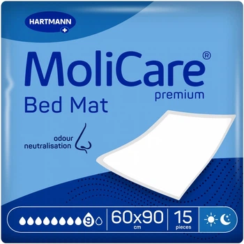 Пеленка поглощающая гигиеническая Hartmann MoliCare Premium Bed Mat с суперабсорбентом 9 капель 60x90 см 15 шт (4052199507910)